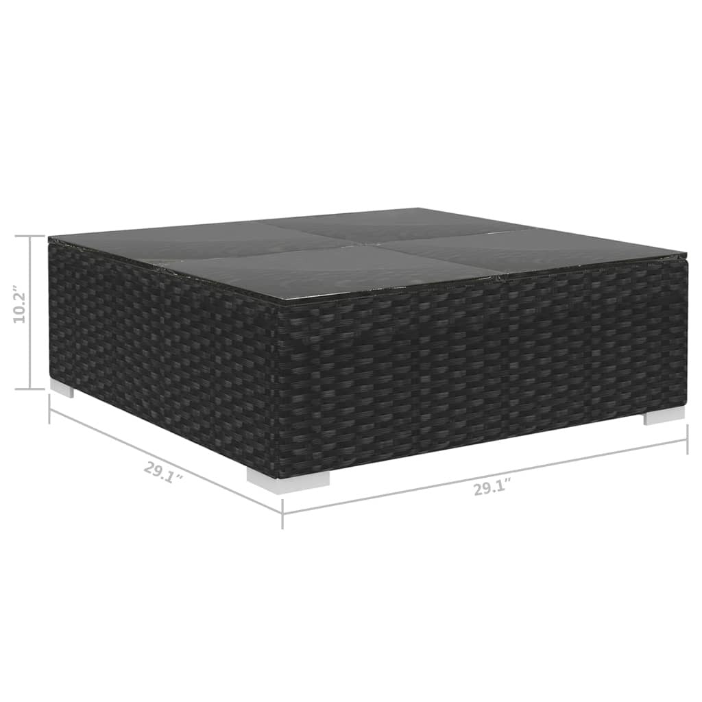 4 Piece Patio Lounge Set with Cushions Poly Rattan Black