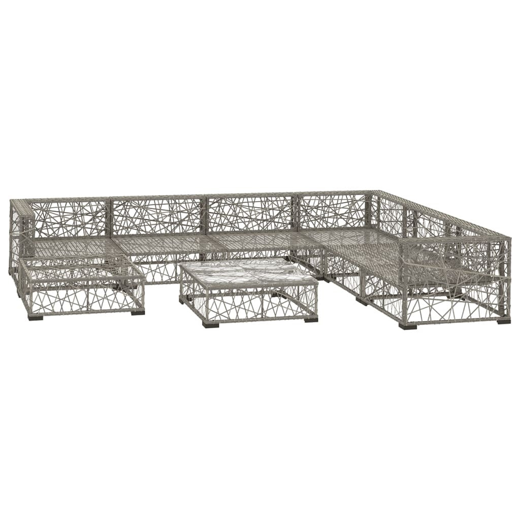 8 Piece Patio Lounge Set with Cushions Poly Rattan Gray