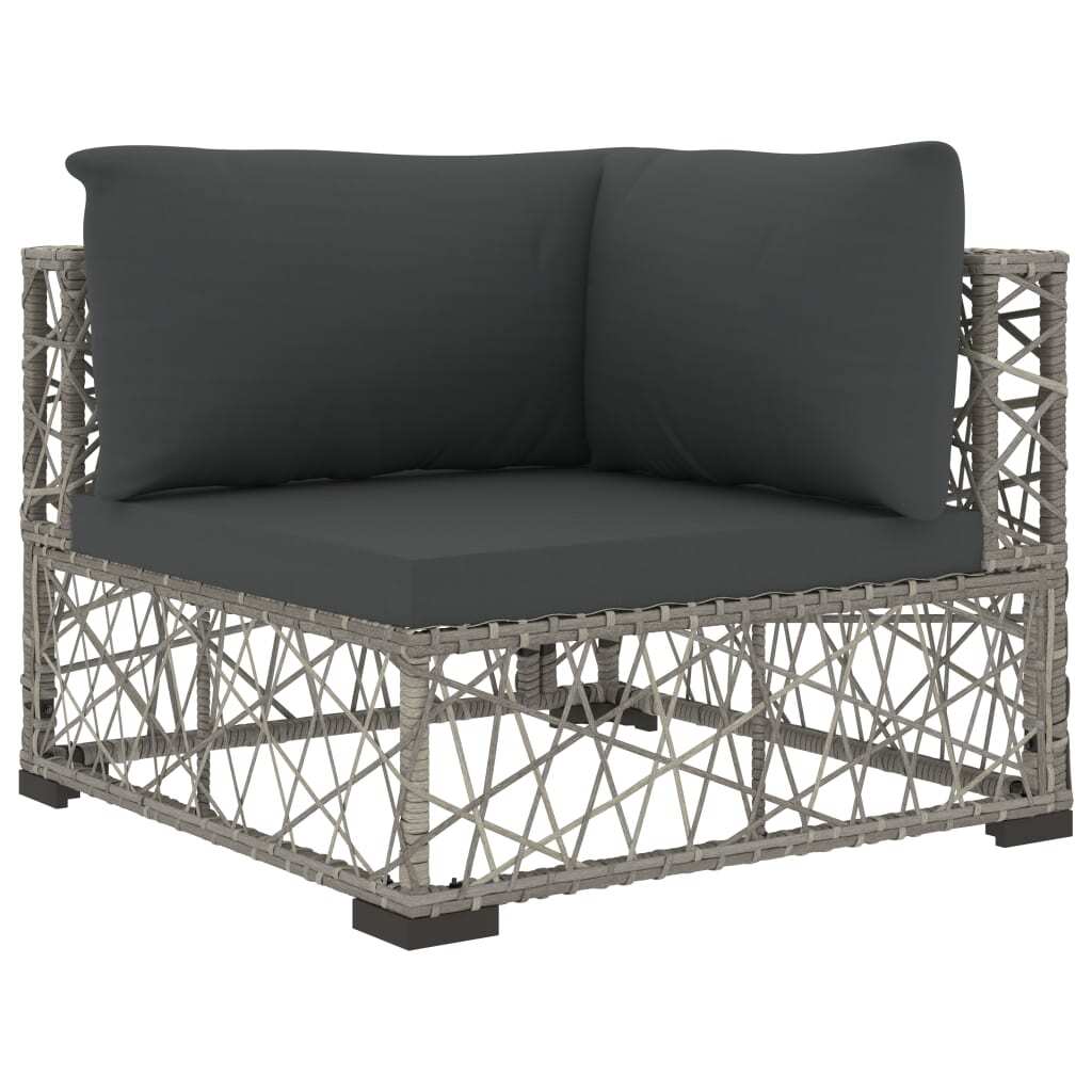 8 Piece Patio Lounge Set with Cushions Poly Rattan Gray