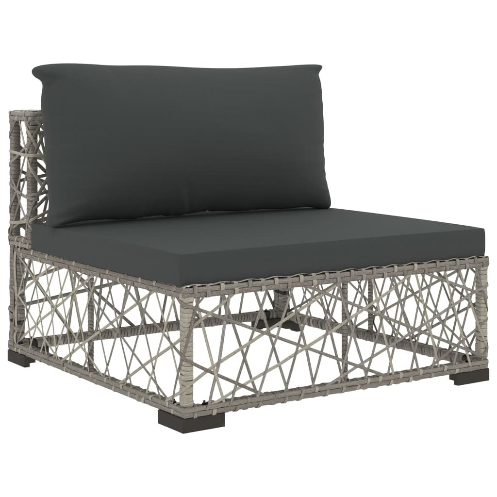 8 Piece Patio Lounge Set with Cushions Poly Rattan Gray