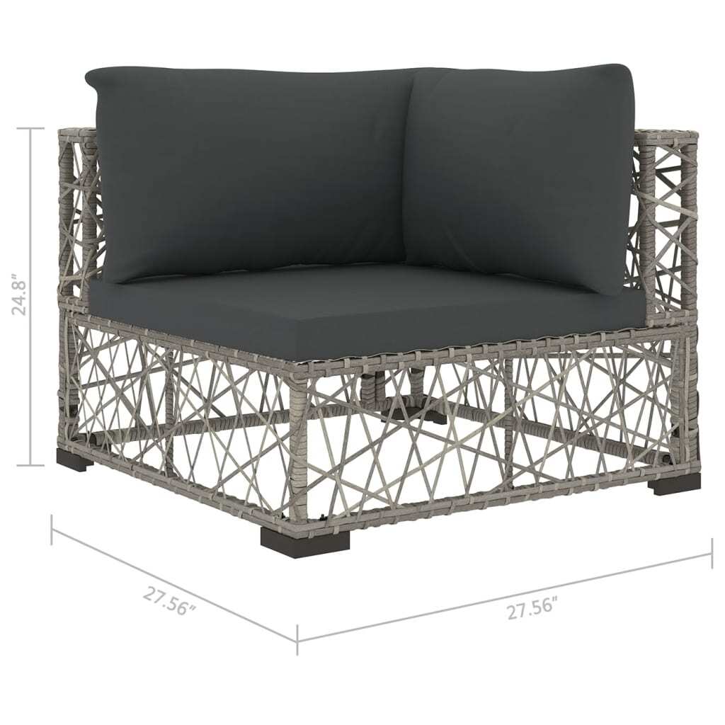 8 Piece Patio Lounge Set with Cushions Poly Rattan Gray