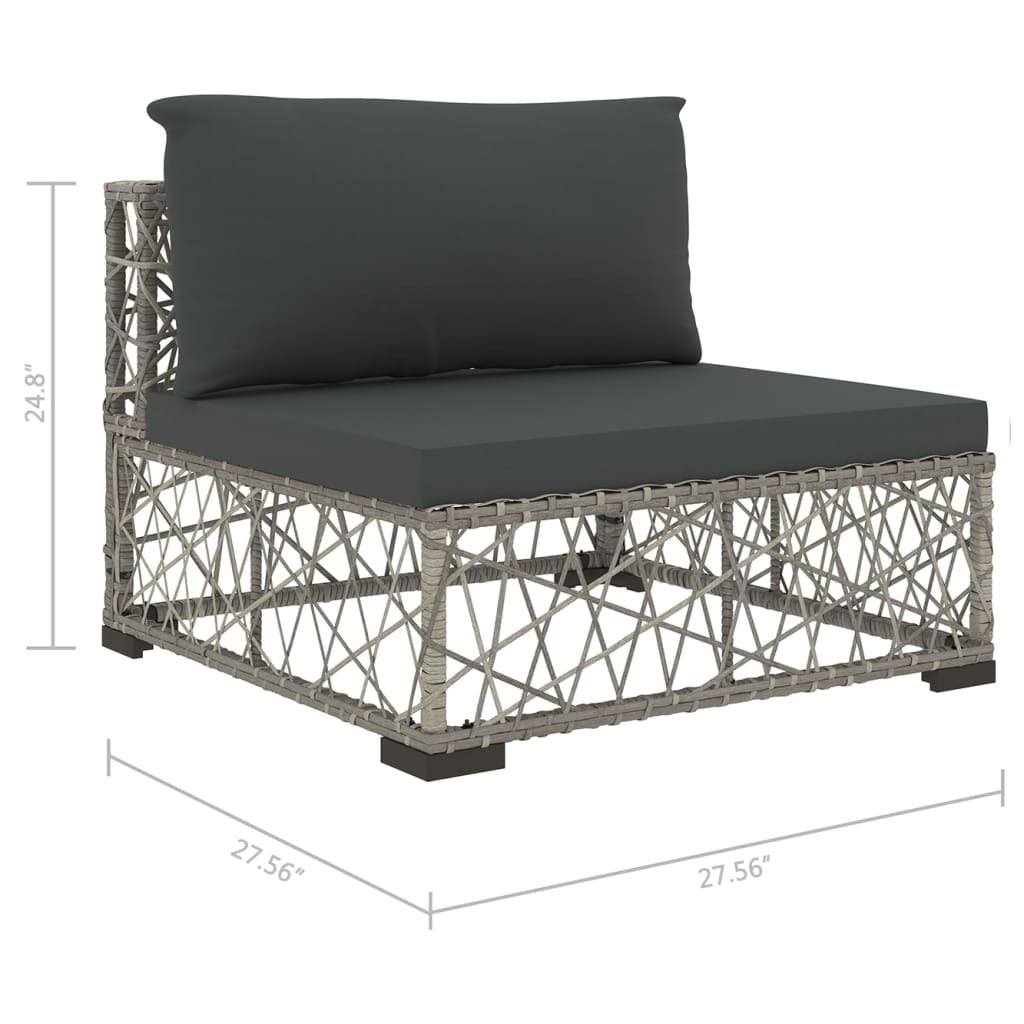 8 Piece Patio Lounge Set with Cushions Poly Rattan Gray