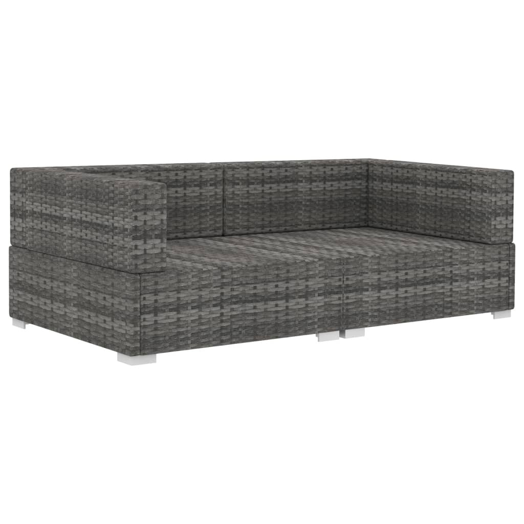 2 Piece Patio Sofa Set with Cushions Poly Rattan Gray