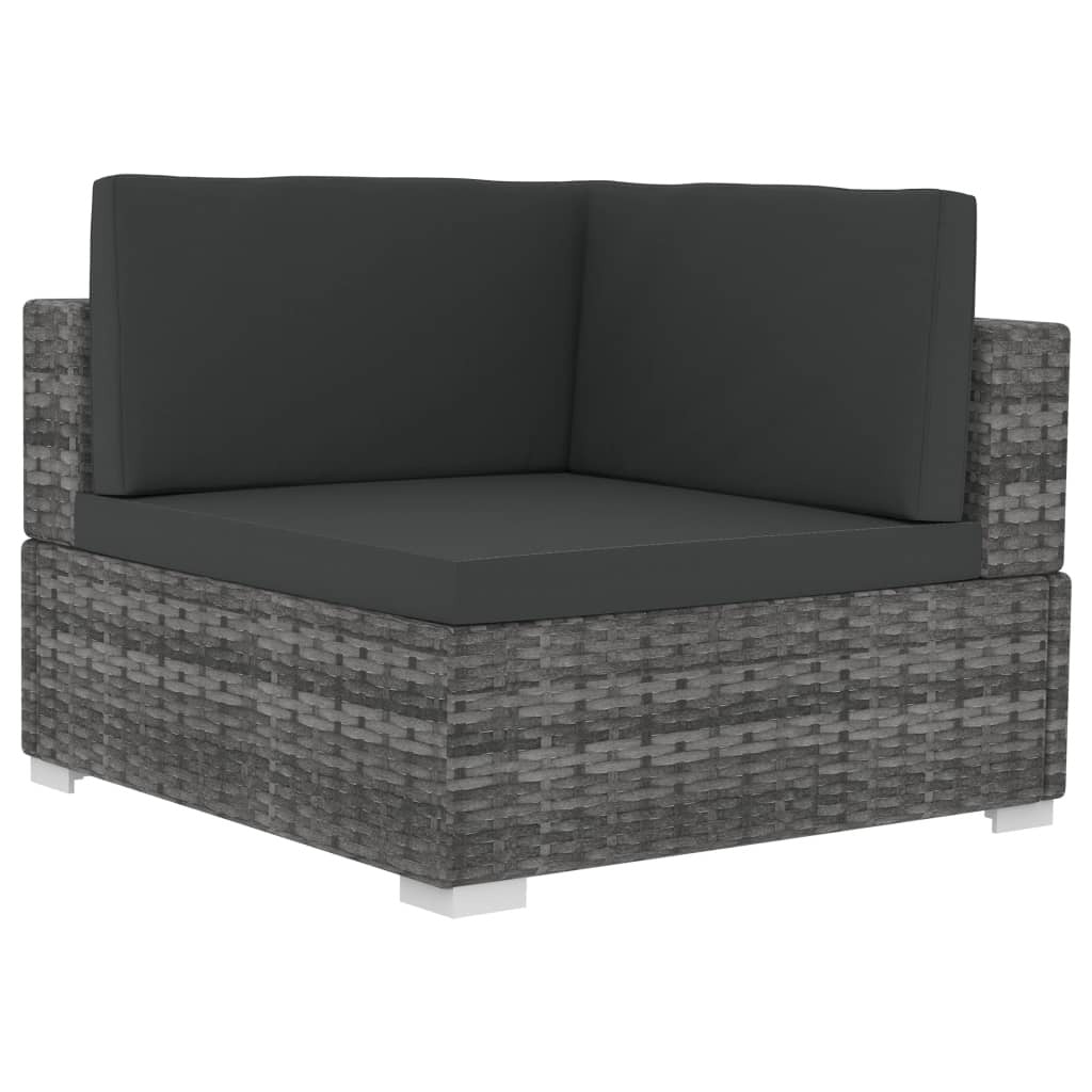 2 Piece Patio Sofa Set with Cushions Poly Rattan Gray