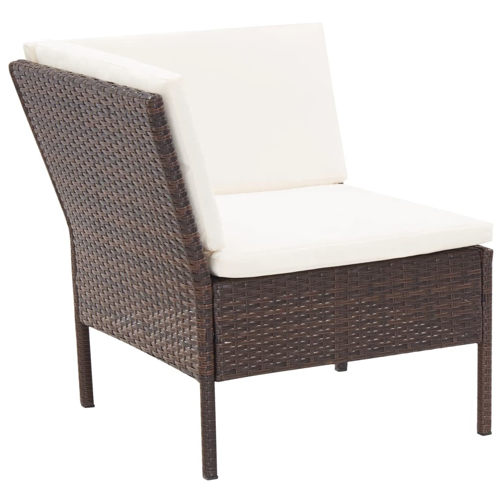 6 Piece Patio Lounge Set with Cushions Poly Rattan Brown