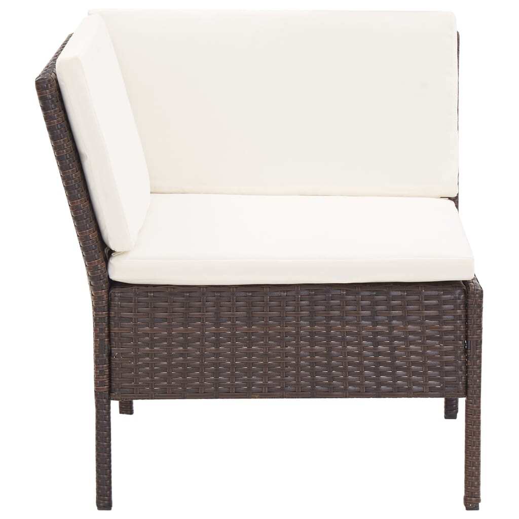 6 Piece Patio Lounge Set with Cushions Poly Rattan Brown