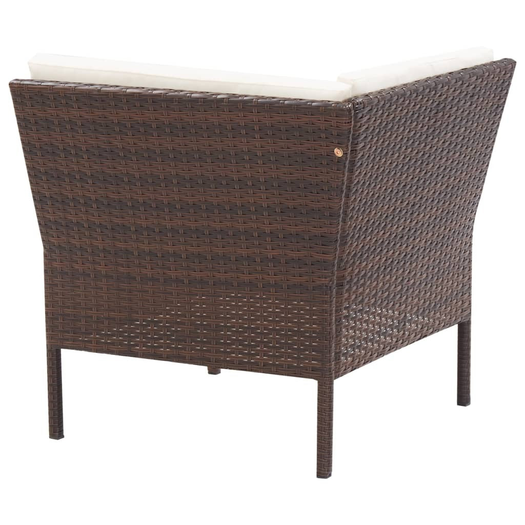 6 Piece Patio Lounge Set with Cushions Poly Rattan Brown
