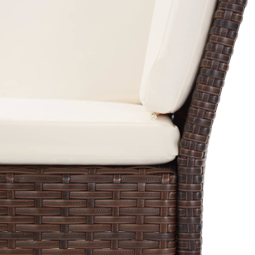 6 Piece Patio Lounge Set with Cushions Poly Rattan Brown