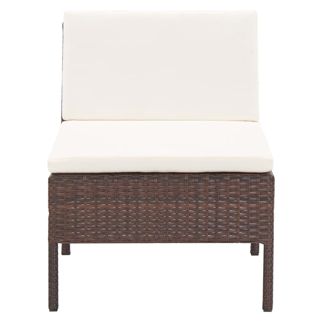 6 Piece Patio Lounge Set with Cushions Poly Rattan Brown