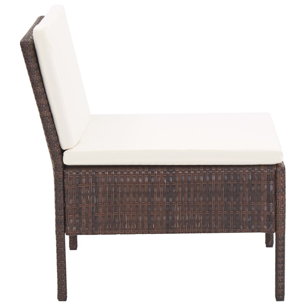 6 Piece Patio Lounge Set with Cushions Poly Rattan Brown