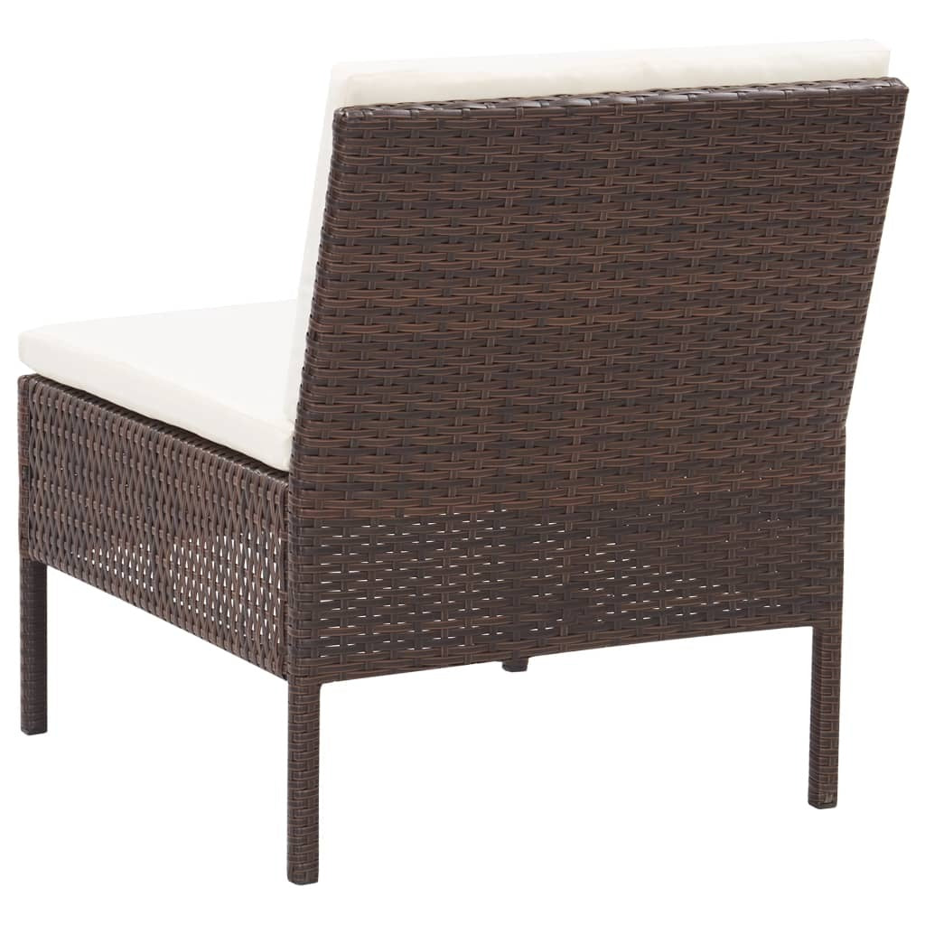 6 Piece Patio Lounge Set with Cushions Poly Rattan Brown