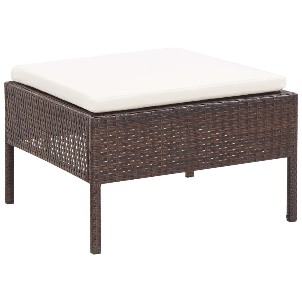 6 Piece Patio Lounge Set with Cushions Poly Rattan Brown