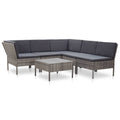 6 Piece Patio Lounge Set with Cushions Poly Rattan Gray