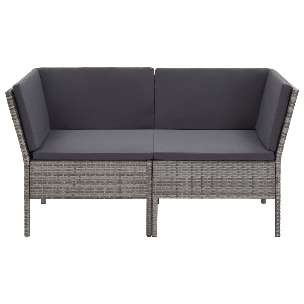 6 Piece Patio Lounge Set with Cushions Poly Rattan Gray