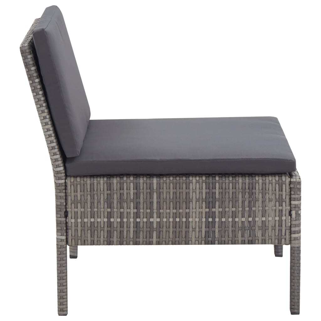 6 Piece Patio Lounge Set with Cushions Poly Rattan Gray
