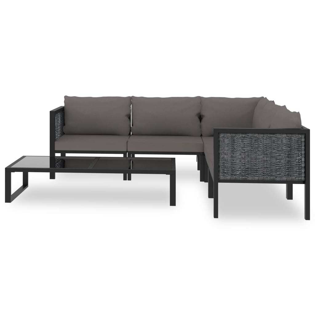 6 Piece Patio Lounge Set with Cushions Poly Rattan Anthracite