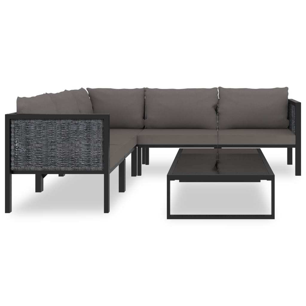 6 Piece Patio Lounge Set with Cushions Poly Rattan Anthracite
