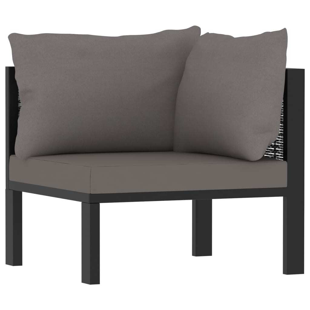 6 Piece Patio Lounge Set with Cushions Poly Rattan Anthracite