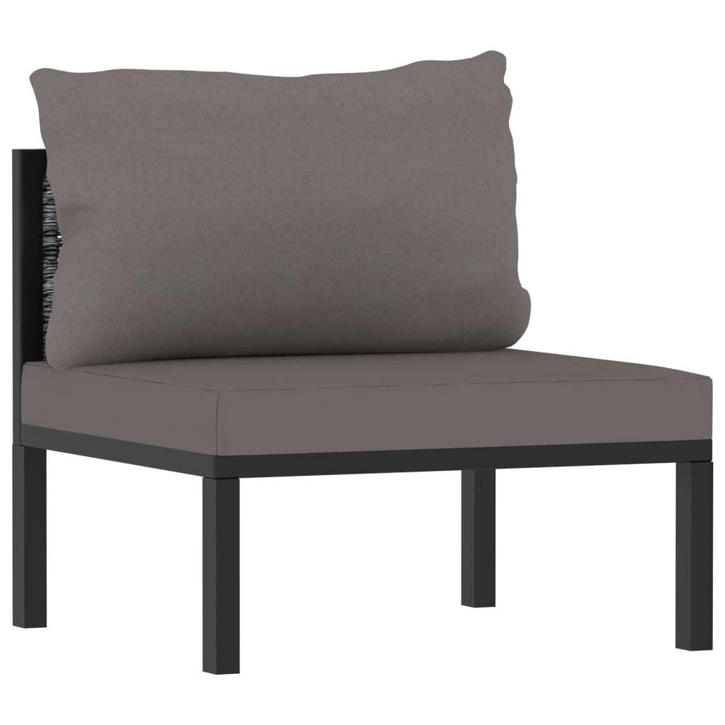 6 Piece Patio Lounge Set with Cushions Poly Rattan Anthracite
