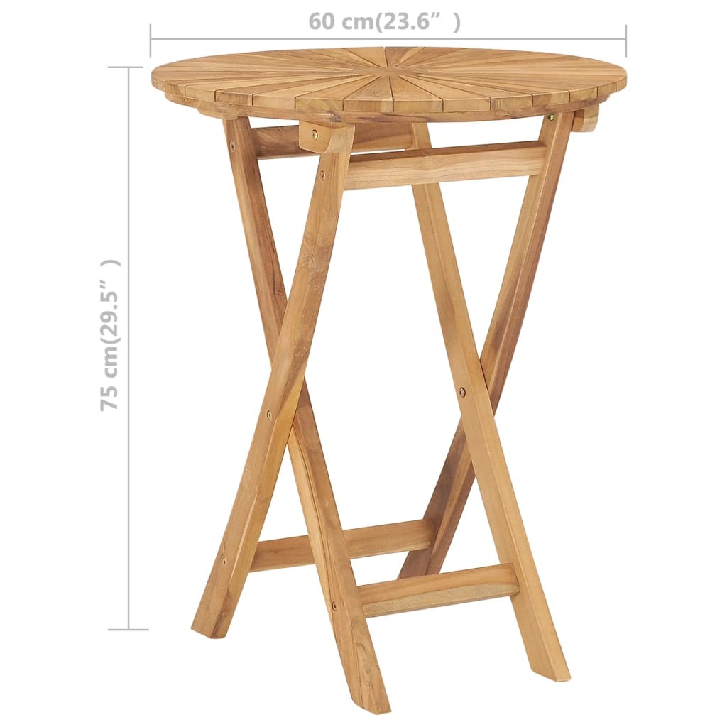 Folding Patio Table  23.6" Solid Teak Wood