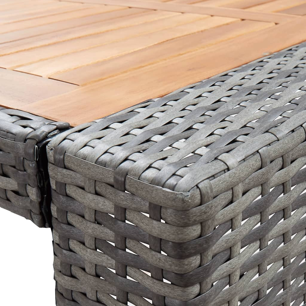 5 Piece Patio Bar Set Poly Rattan and Acacia Wood Gray