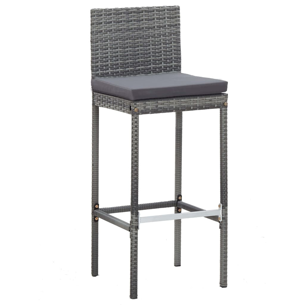 5 Piece Patio Bar Set Poly Rattan and Acacia Wood Gray