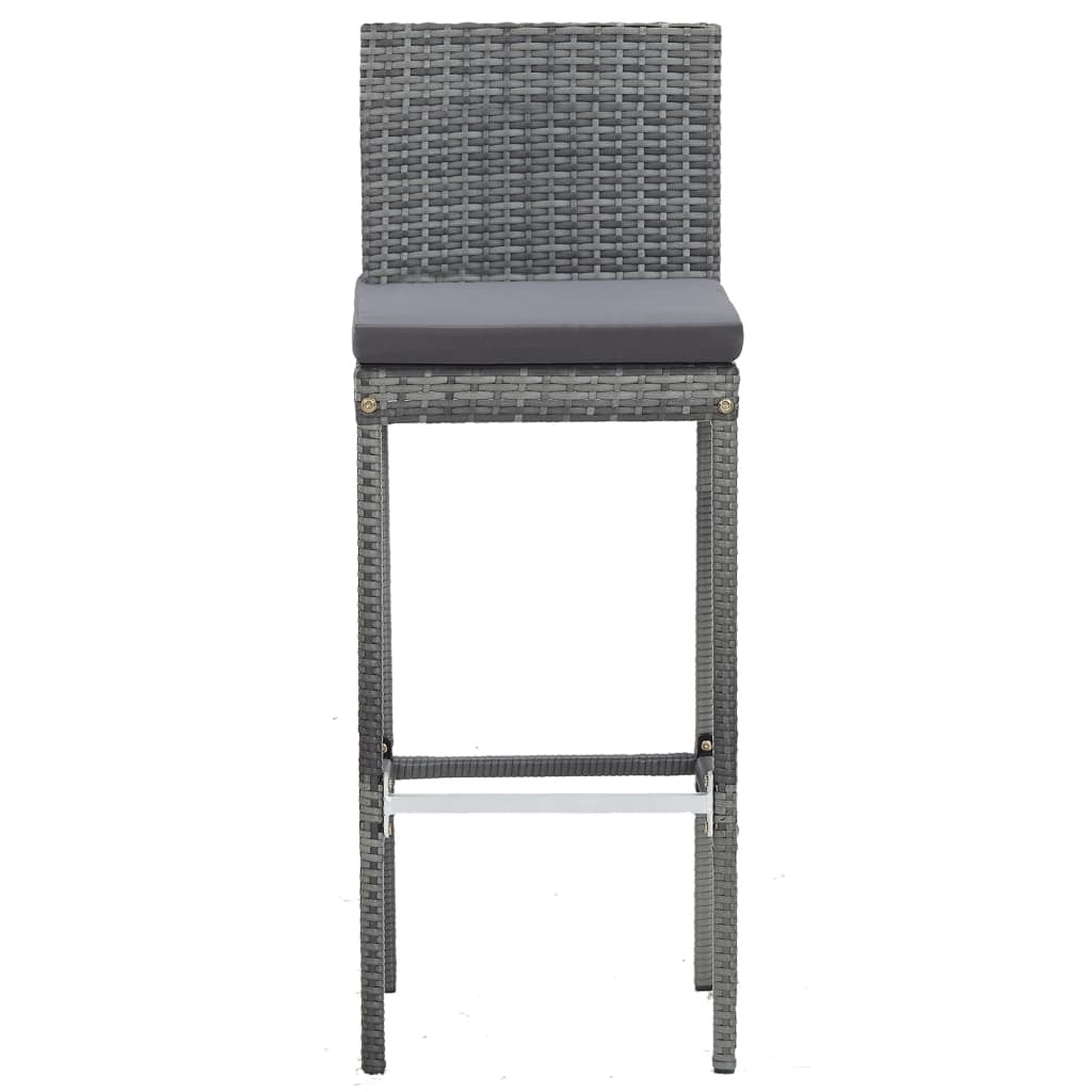 5 Piece Patio Bar Set Poly Rattan and Acacia Wood Gray