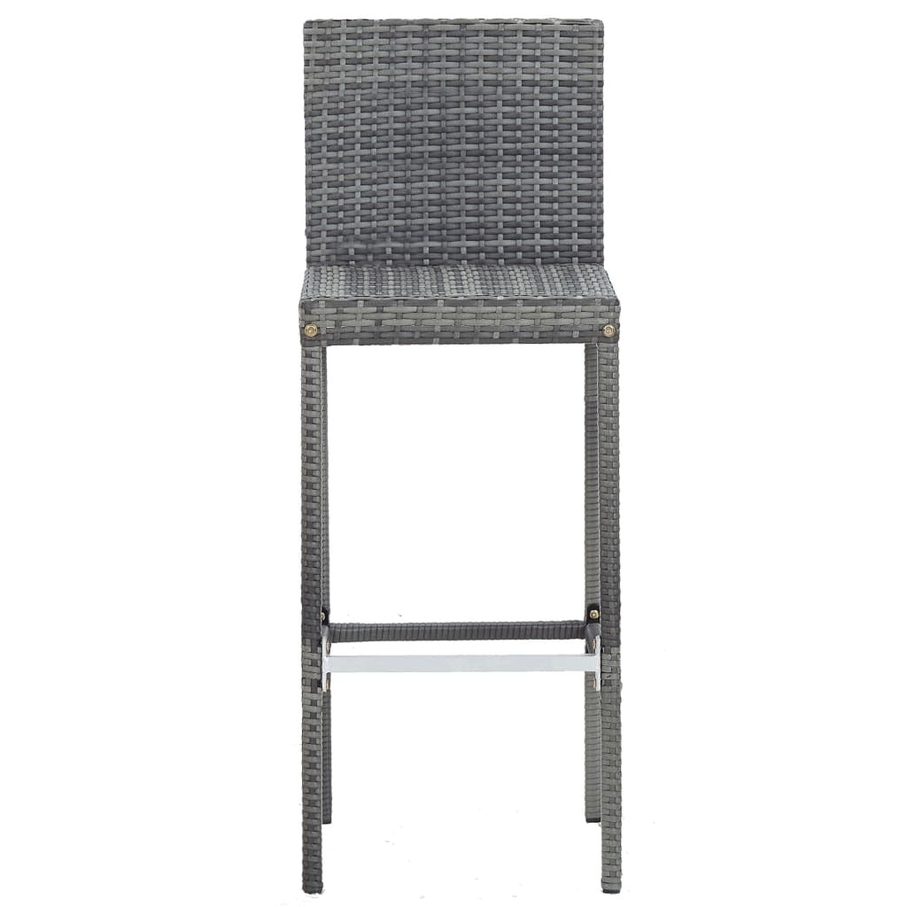 5 Piece Patio Bar Set Poly Rattan and Acacia Wood Gray