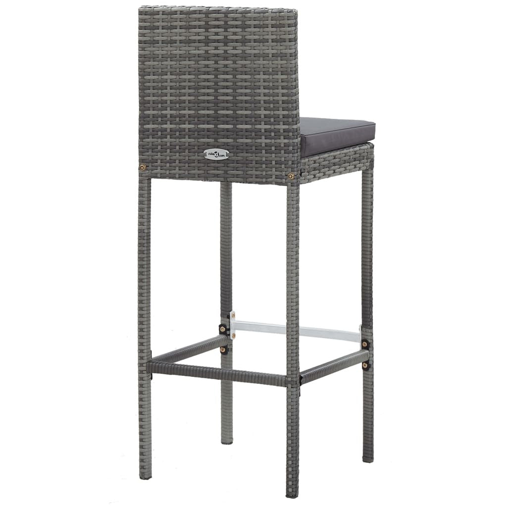 5 Piece Patio Bar Set Poly Rattan and Acacia Wood Gray