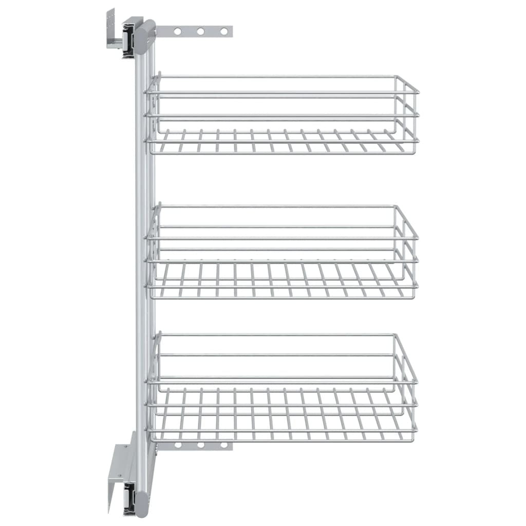 3-Tier Pull-out Kitchen Wire Basket Silver 18.5"x13.8"x22