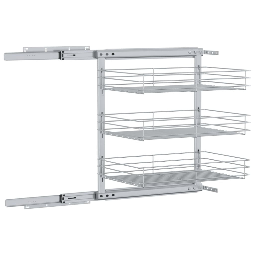 3-Tier Pull-out Kitchen Wire Basket Silver 18.5"x13.8"x22