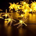 Style: Warm Yellow - Solar Powered DragonFly LED Light String