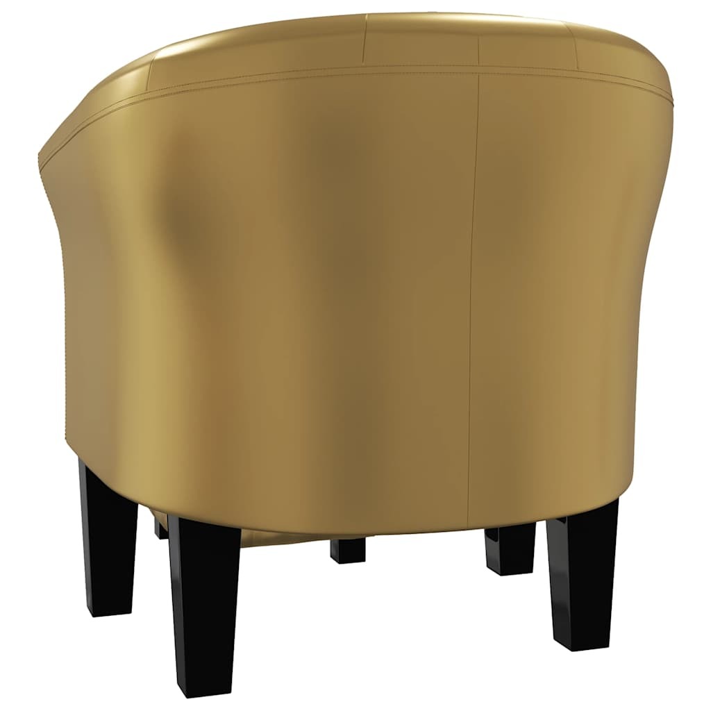 Tub Chair with Footstool Gold Faux Leather