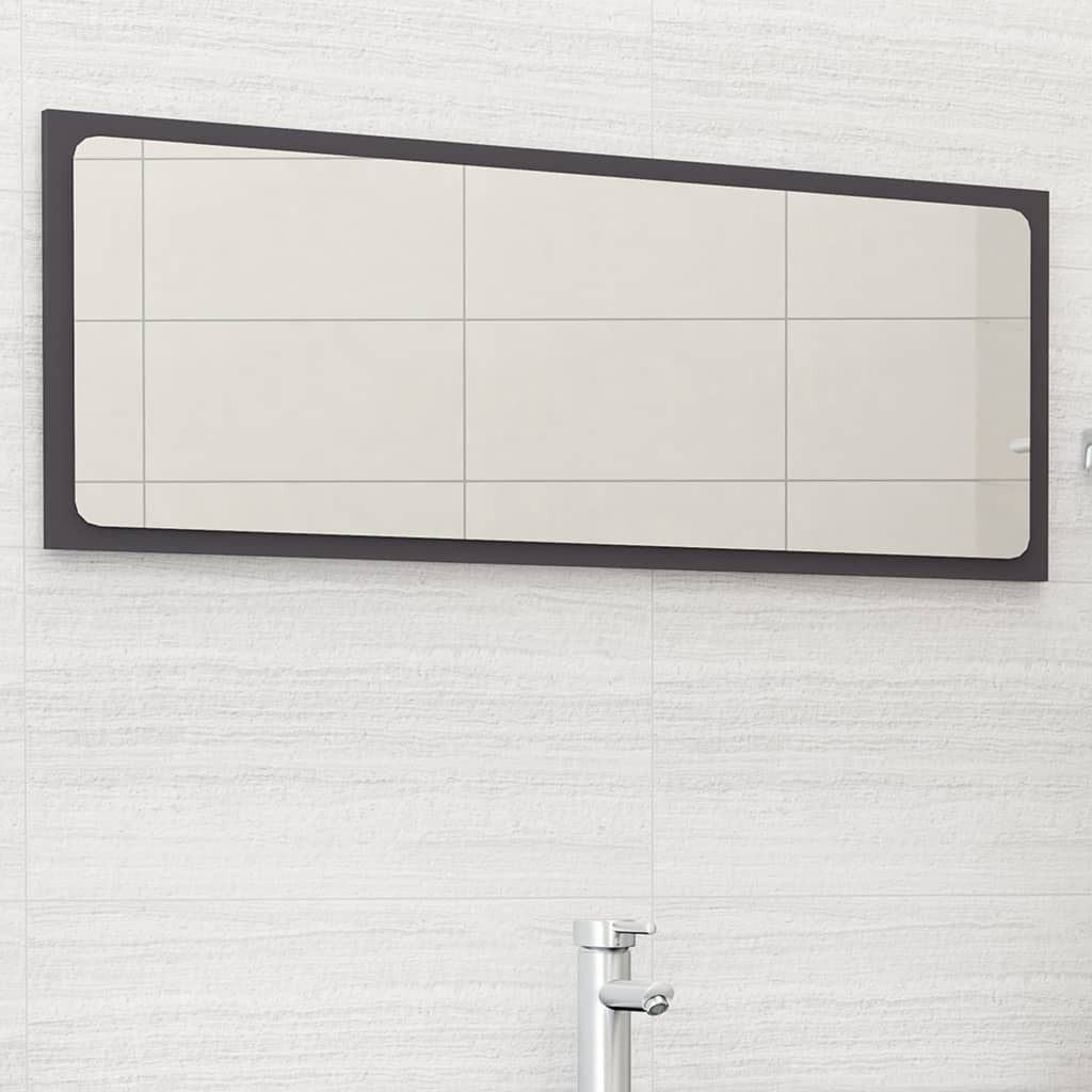 Bathroom Mirror Gray 39.4"x0.6"x14.6" Engineered Wood