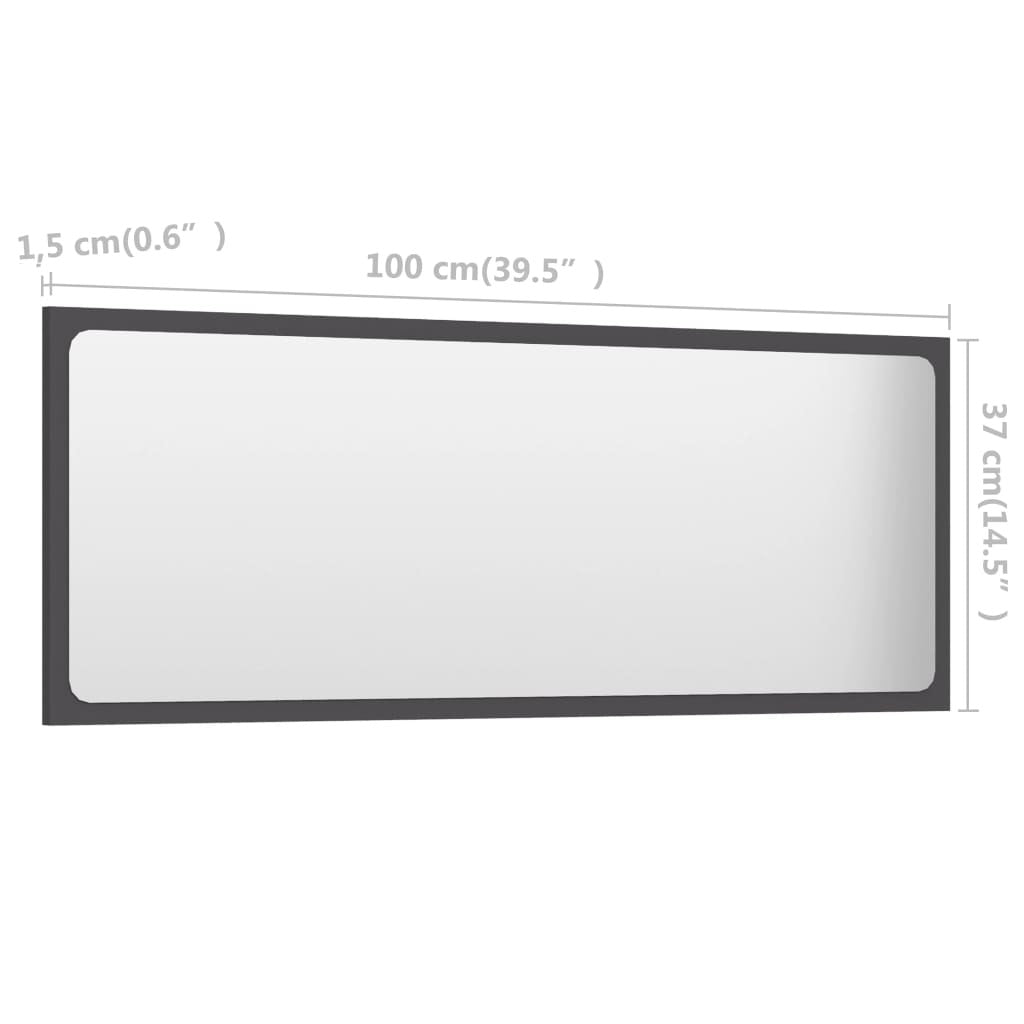 Bathroom Mirror Gray 39.4"x0.6"x14.6" Engineered Wood