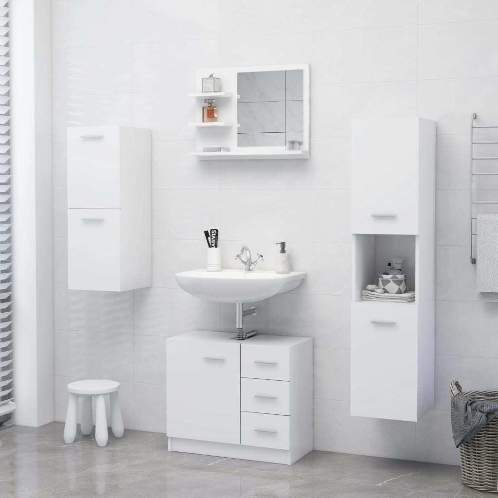 Bathroom Mirror White 23.6"x4.1"x17.7" Engineered Wood