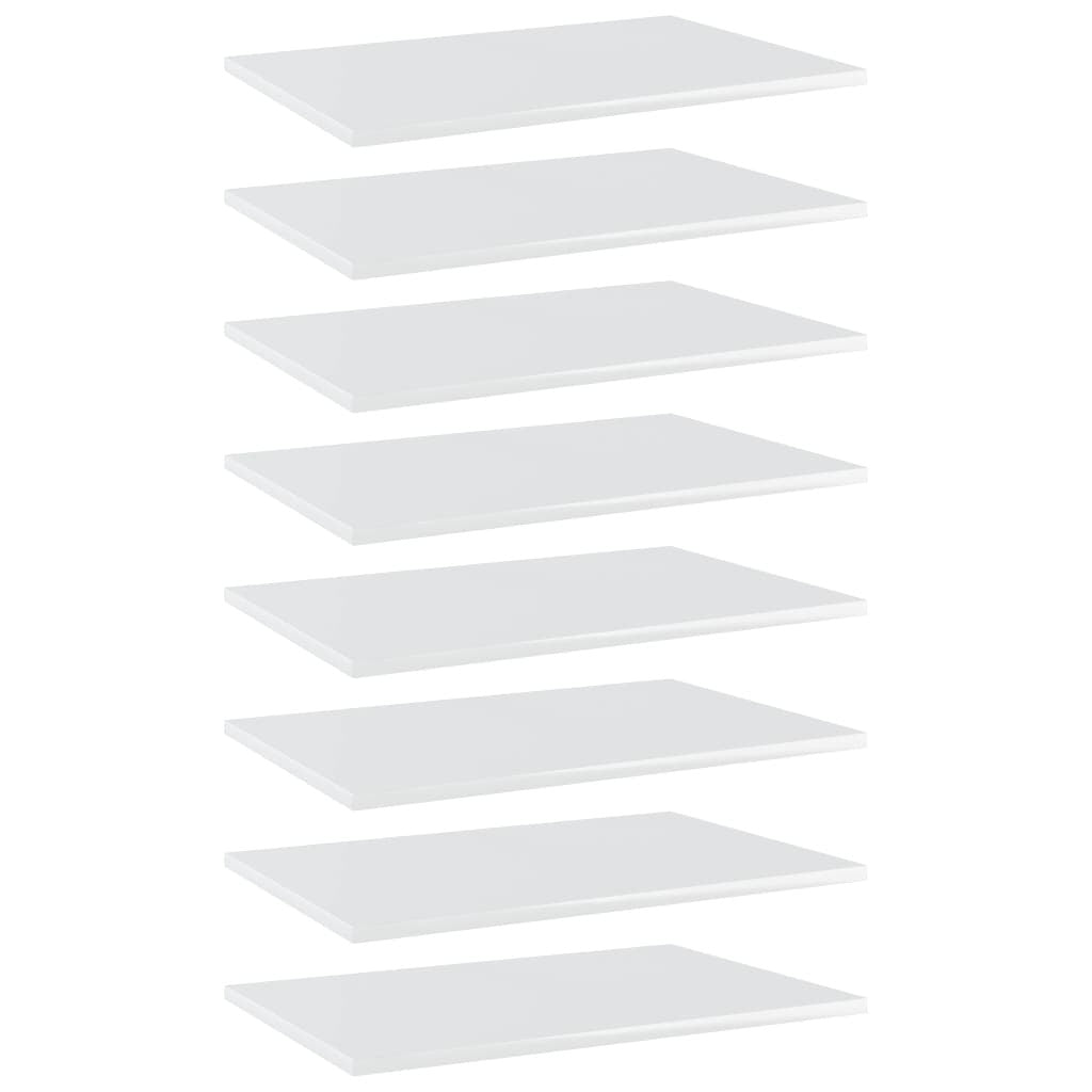 Bookshelf Boards 8 pcs High Gloss White 23.6"x15.7"x0.6" Engineered Wood