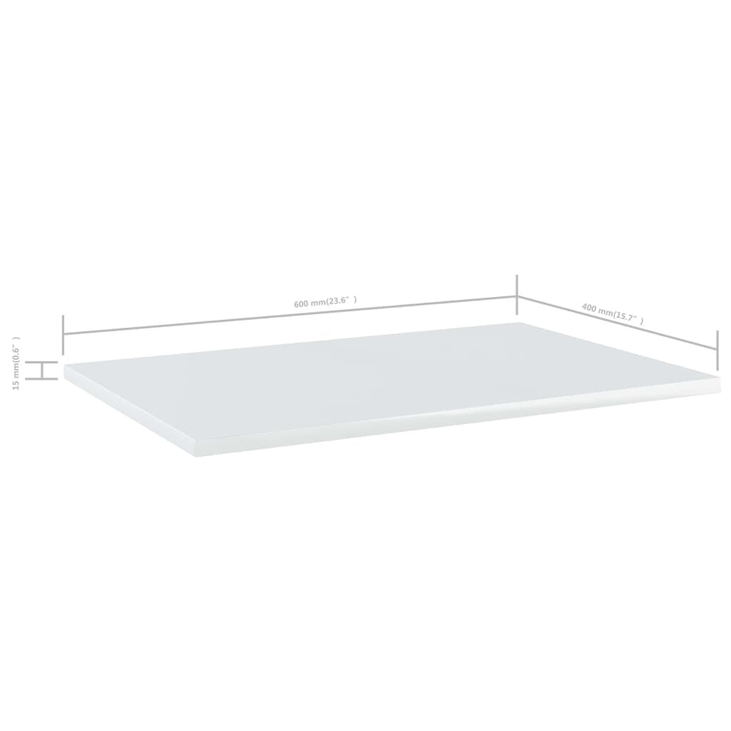Bookshelf Boards 8 pcs High Gloss White 23.6"x15.7"x0.6" Engineered Wood