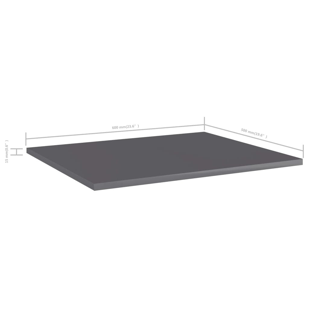 Bookshelf Boards 8 pcs High Gloss Gray 23.6"x19.7"x0.6" Engineered Wood
