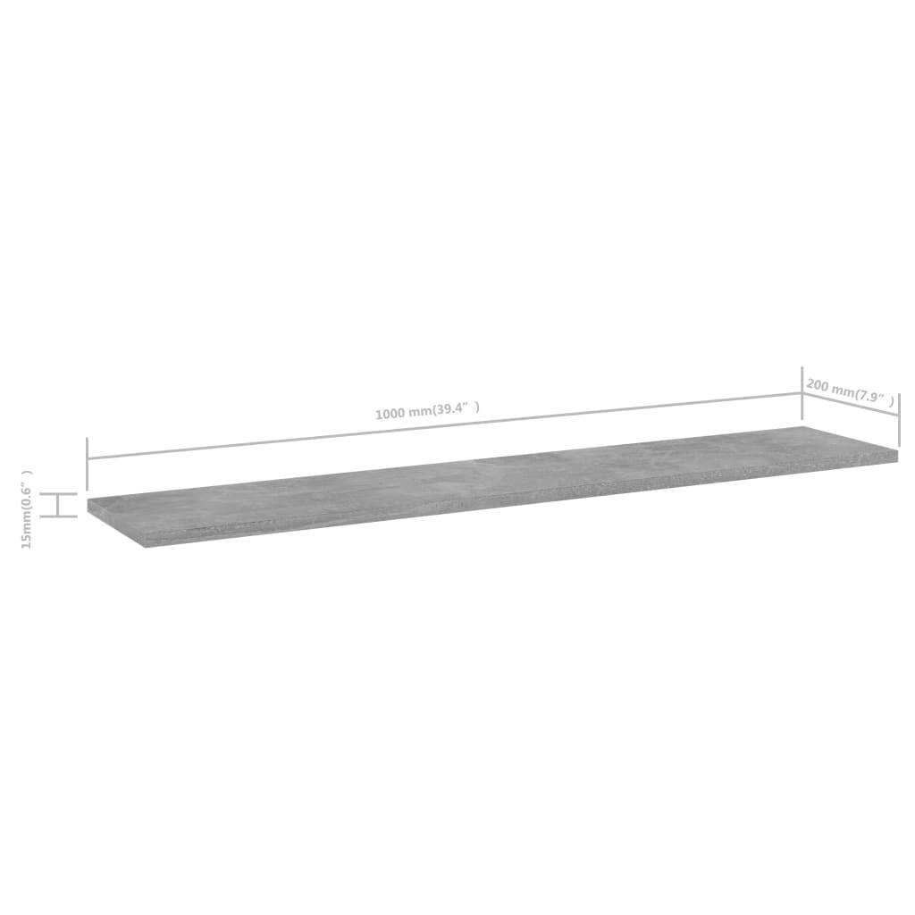 Bookshelf Boards 8 pcs Concrete Gray 39.4"x7.9"x0.6" Engineered Wood