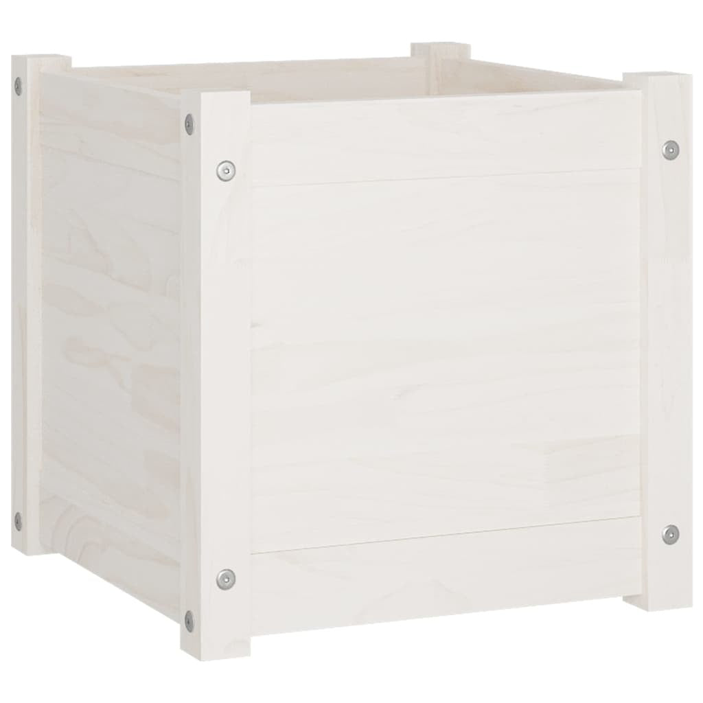 Garden Planters 2 pcs White 15.7"x15.7"x15.7" Solid Wood Pine