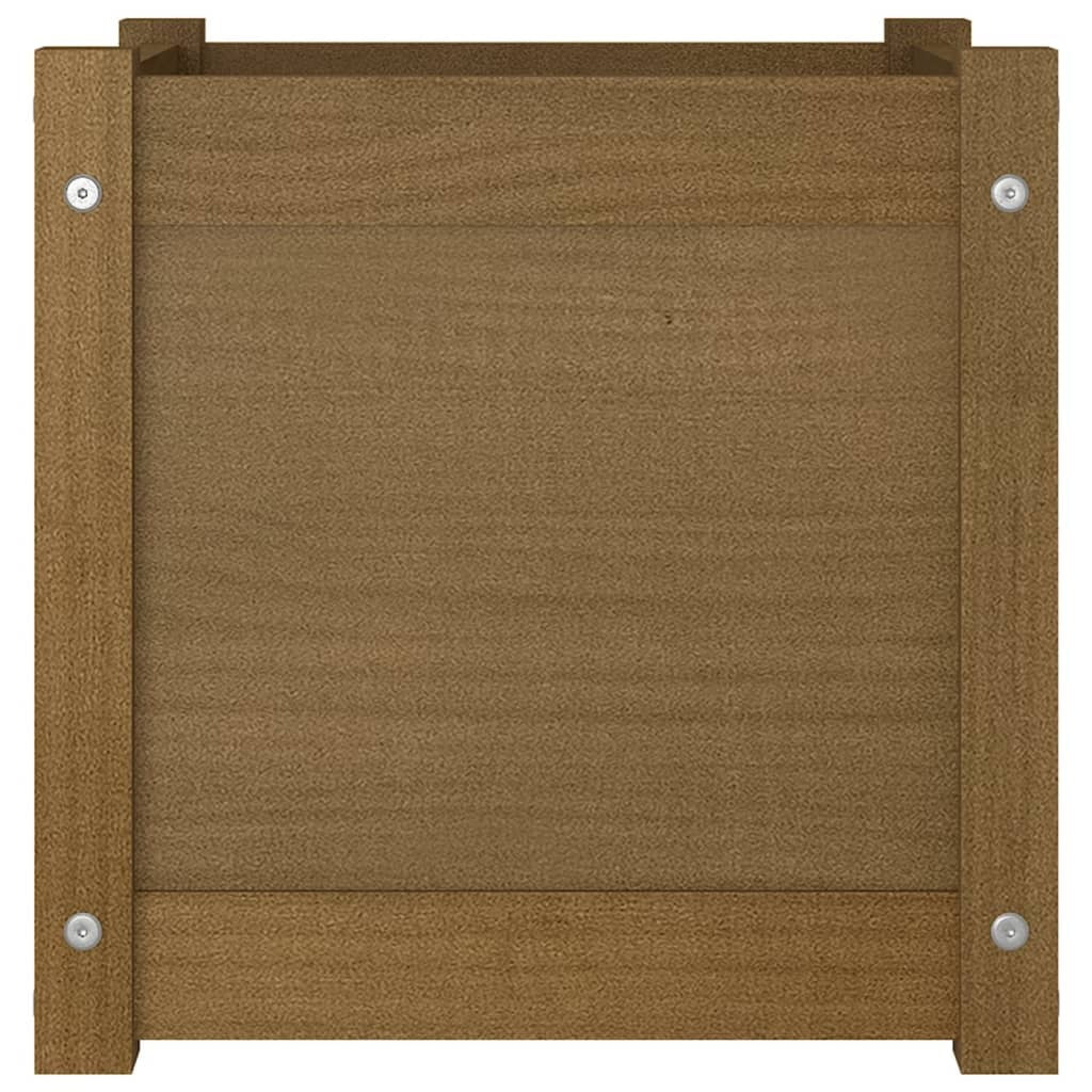 Garden Planters 2 pcs Honey Brown 15.7"x15.7"x15.7" Solid Wood Pine