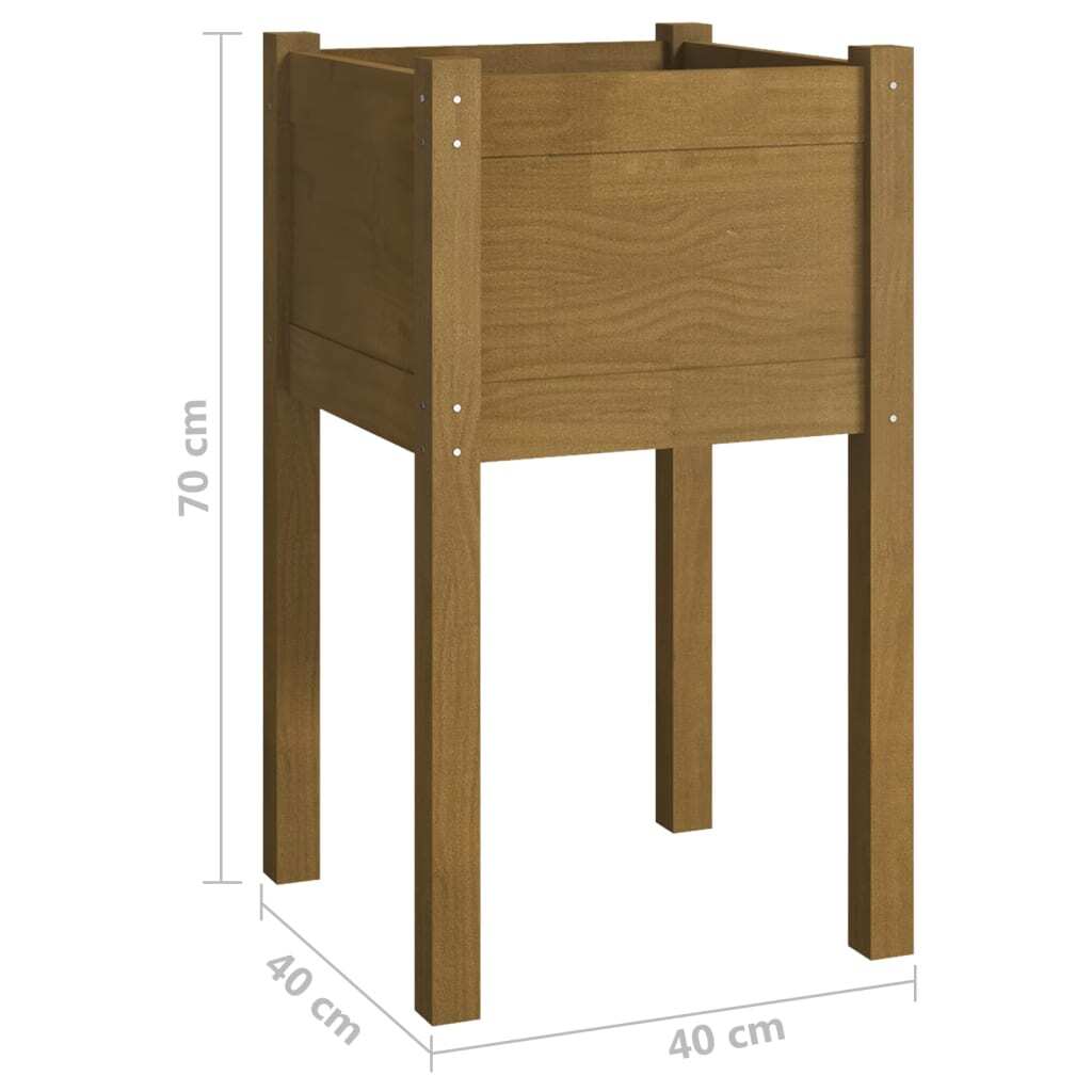Garden Planter Honey Brown 15.7"x15.7"x27.6" Solid Wood Pine