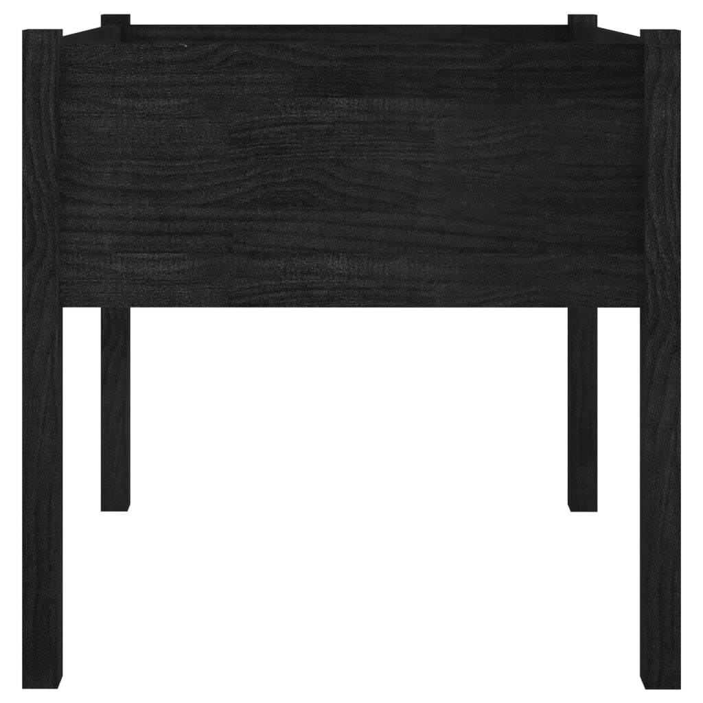 Garden Planter Black 27.6"x27.6"x27.6" Solid Wood Pine