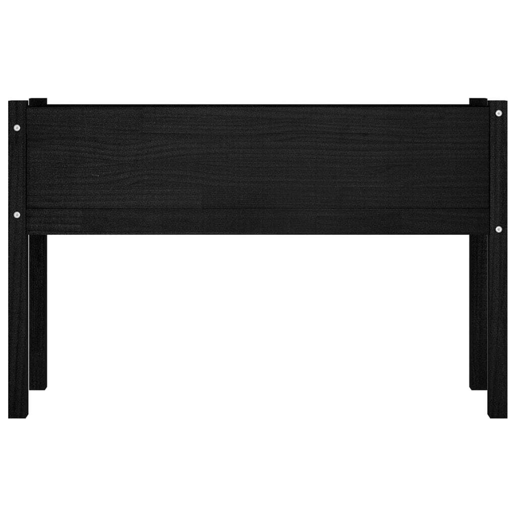 Garden Planters 2 pcs Black 43.3"x12.2"x27.6" Solid Wood Pine