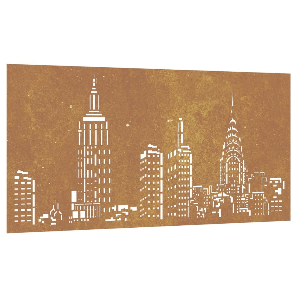 Patio Wall Decoration 41.3"x21.7" Corten Steel Skyline Design