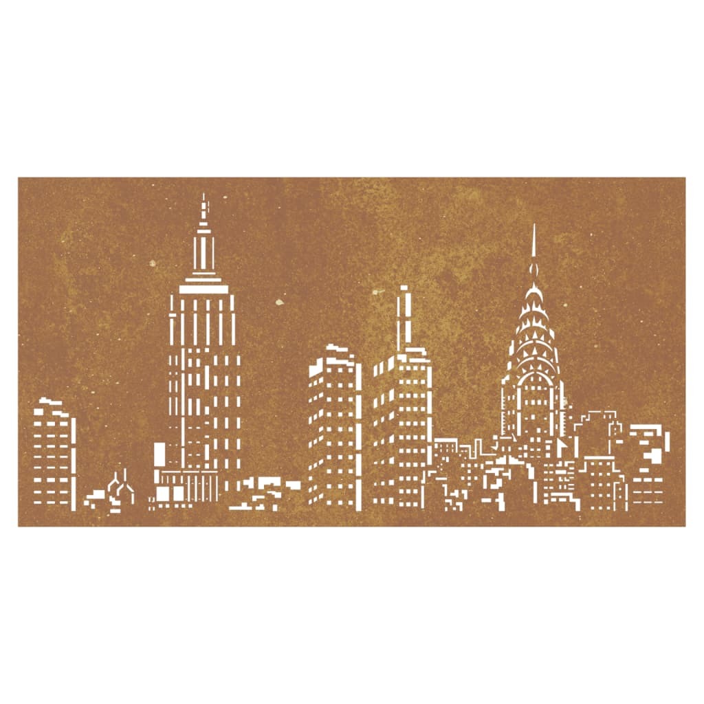 Patio Wall Decoration 41.3"x21.7" Corten Steel Skyline Design