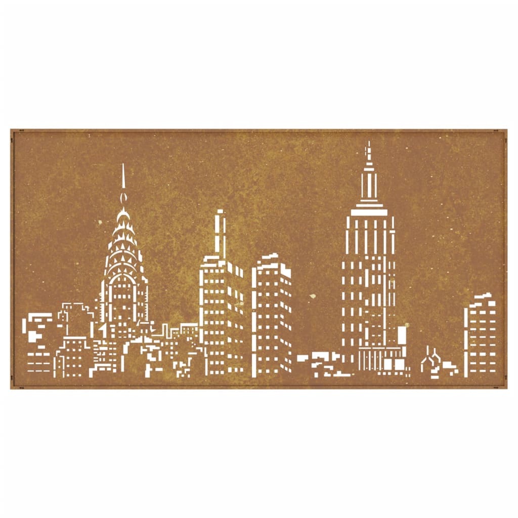 Patio Wall Decoration 41.3"x21.7" Corten Steel Skyline Design