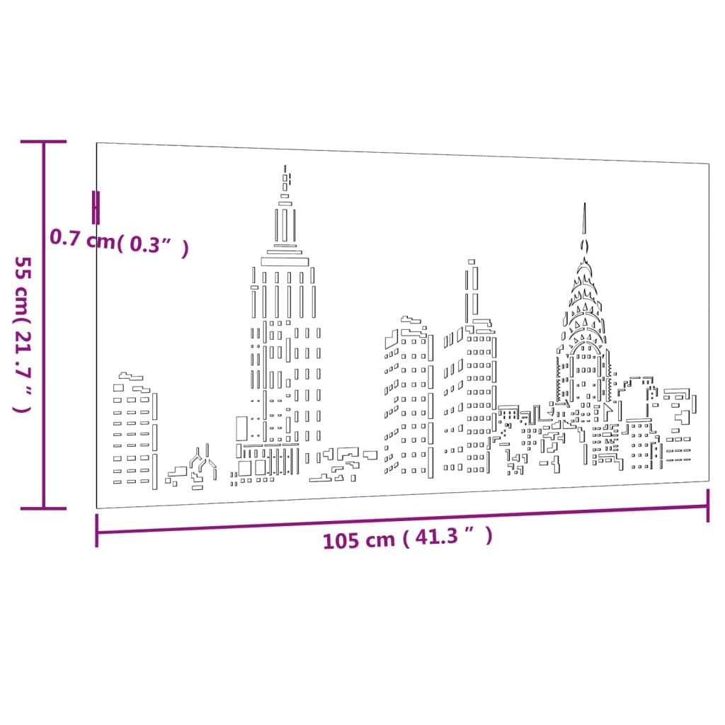 Patio Wall Decoration 41.3"x21.7" Corten Steel Skyline Design