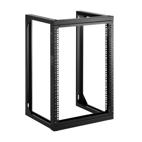 15U Wall Mount Server Rack, 150 lbs Max Load Capacity, Open Frame Network Rack with 180 Degrees Gate Swing, Carbon Steel, for 19-Inch IT Network Equipment & AV Devices Computer Server, Black